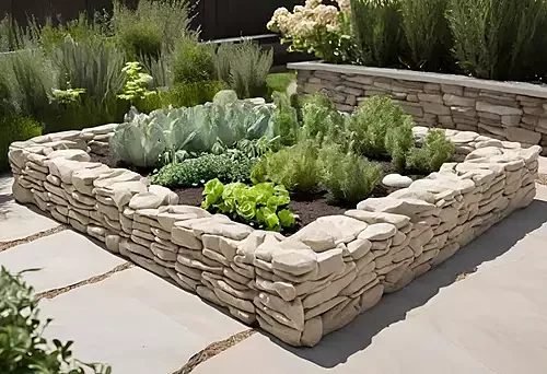 modern design of a stone garden bed